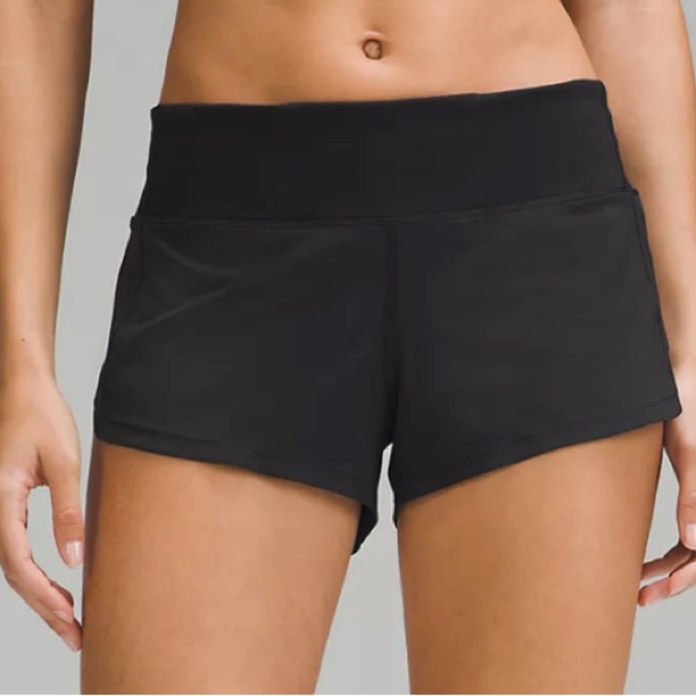 Black lululemon mini run shorts size 4